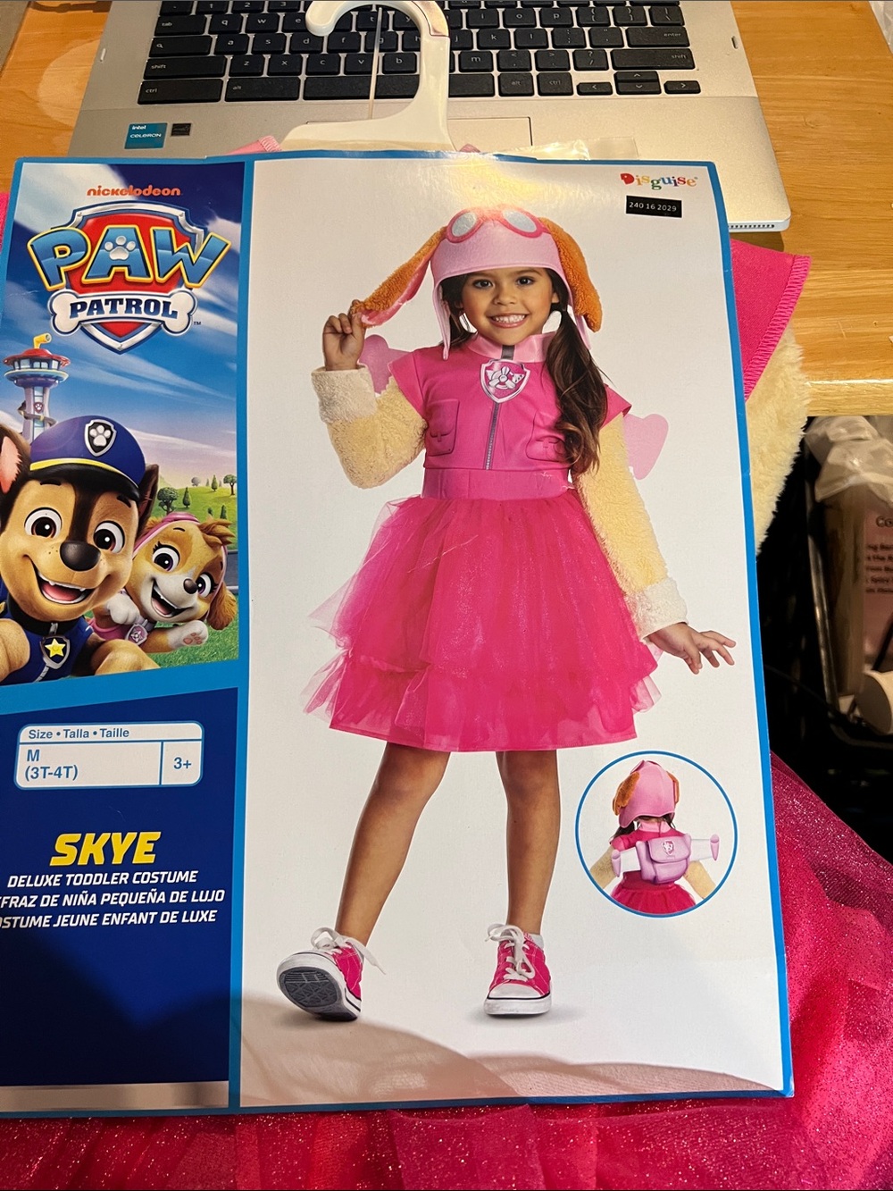 Paw Patrol Skye Pink Dress & Pilot Hood Costume. 3T
